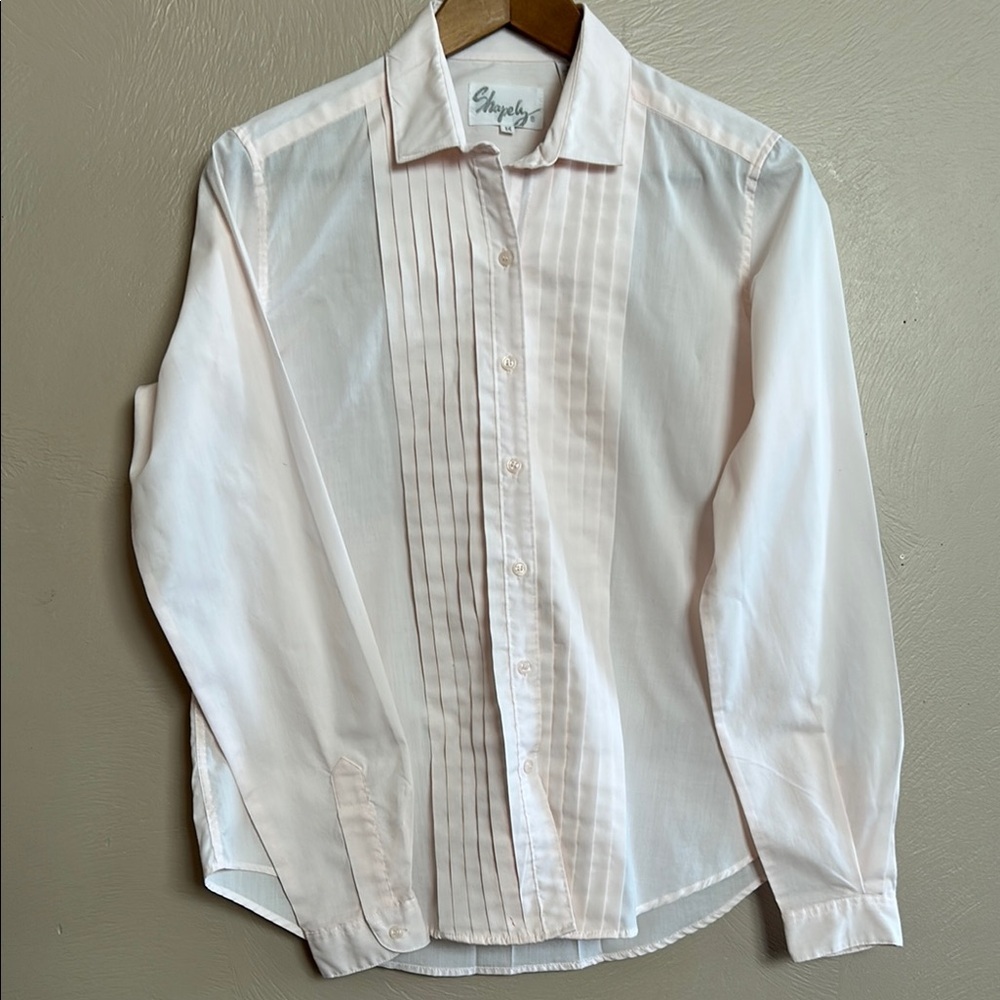 Vintage 80’s Shapely Women’s Dress Shirt. Pastel Pink Color. Size Large. Cotton.